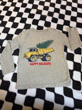 OshKosh B'gosh Grey Long-Sleeve Shirt with Yellow Dump Truck and Green Tree